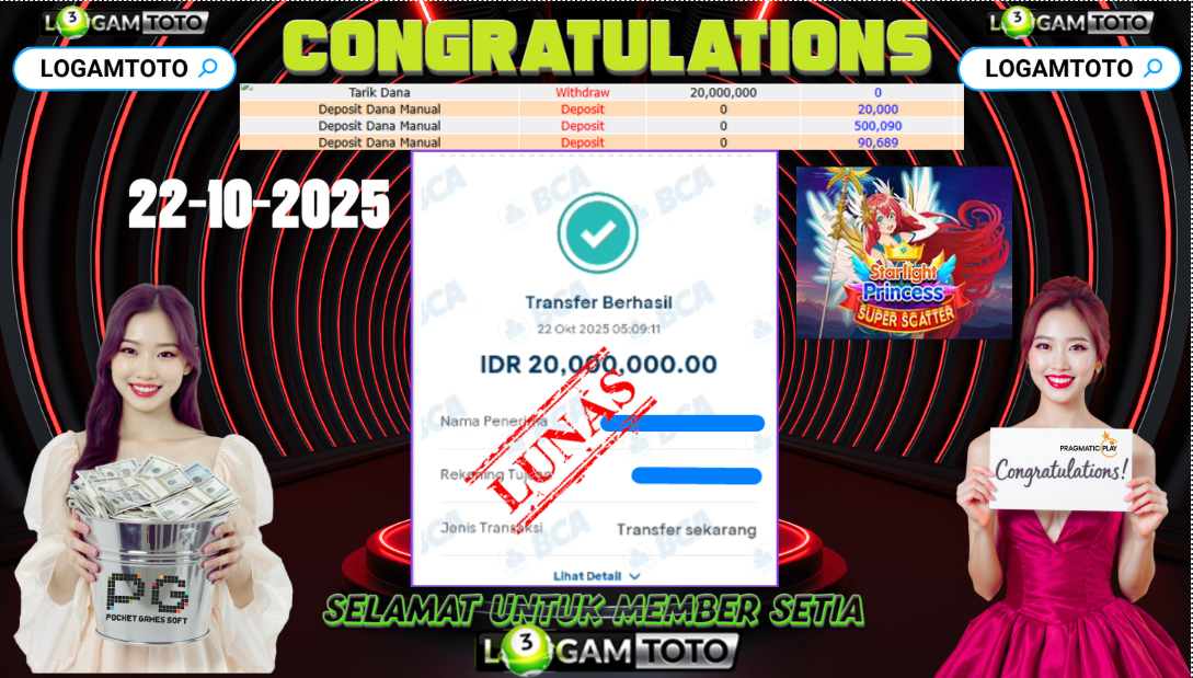 SELAMAT KEPADA MEMBER SETIA LOGAMTOTO BERHASIL JACKPOT DI PERMAINAN SLOT STARLIGHT PRINCESS SUPER SCATTER