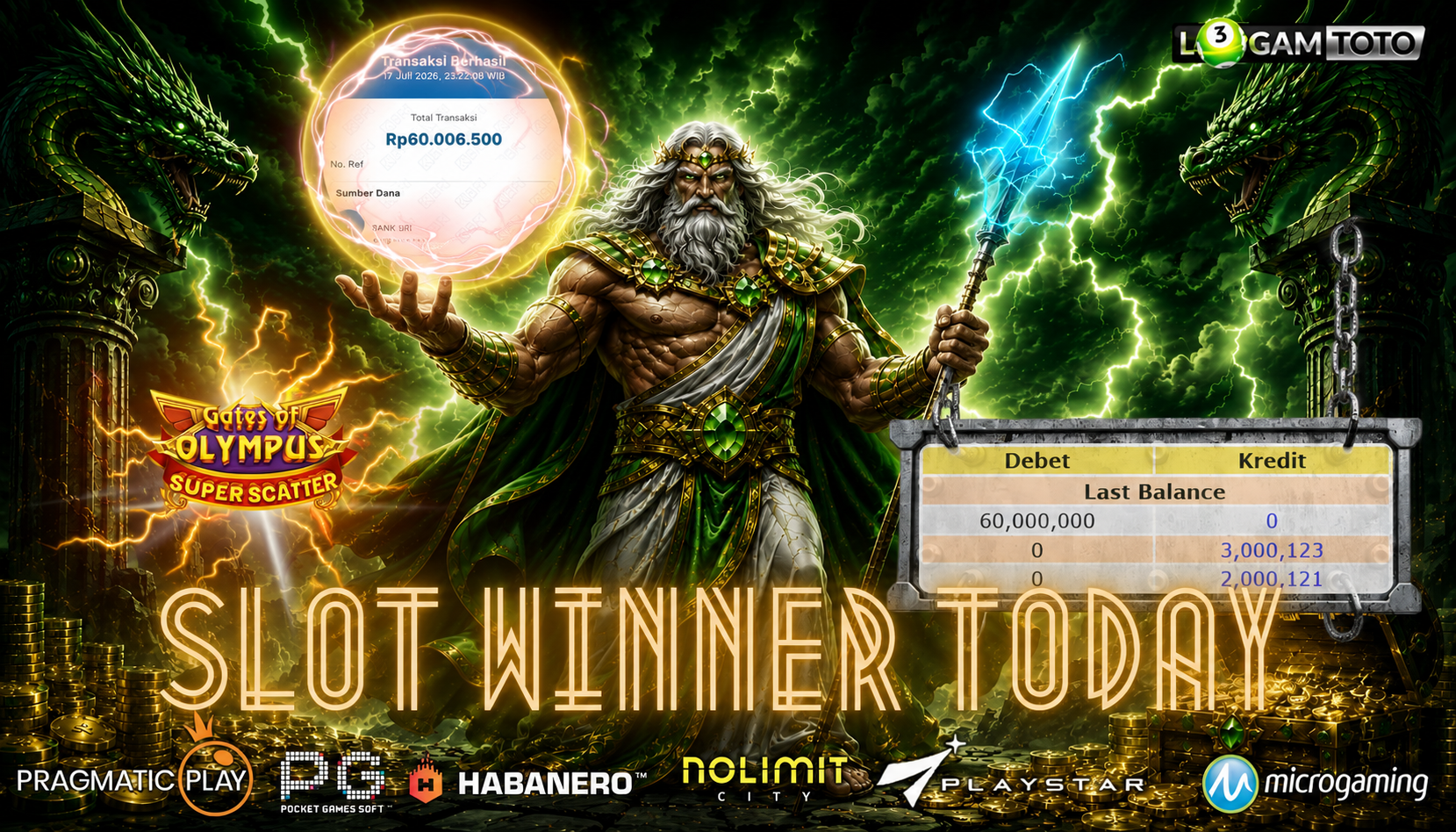 SELAMAT KEPADA MEMBER SETIA LOGAMTOTO BERHASIL JACKPOT 60.000.000 di PERMAINAN GATES OF OLYMPUS SUPERSCATTER
